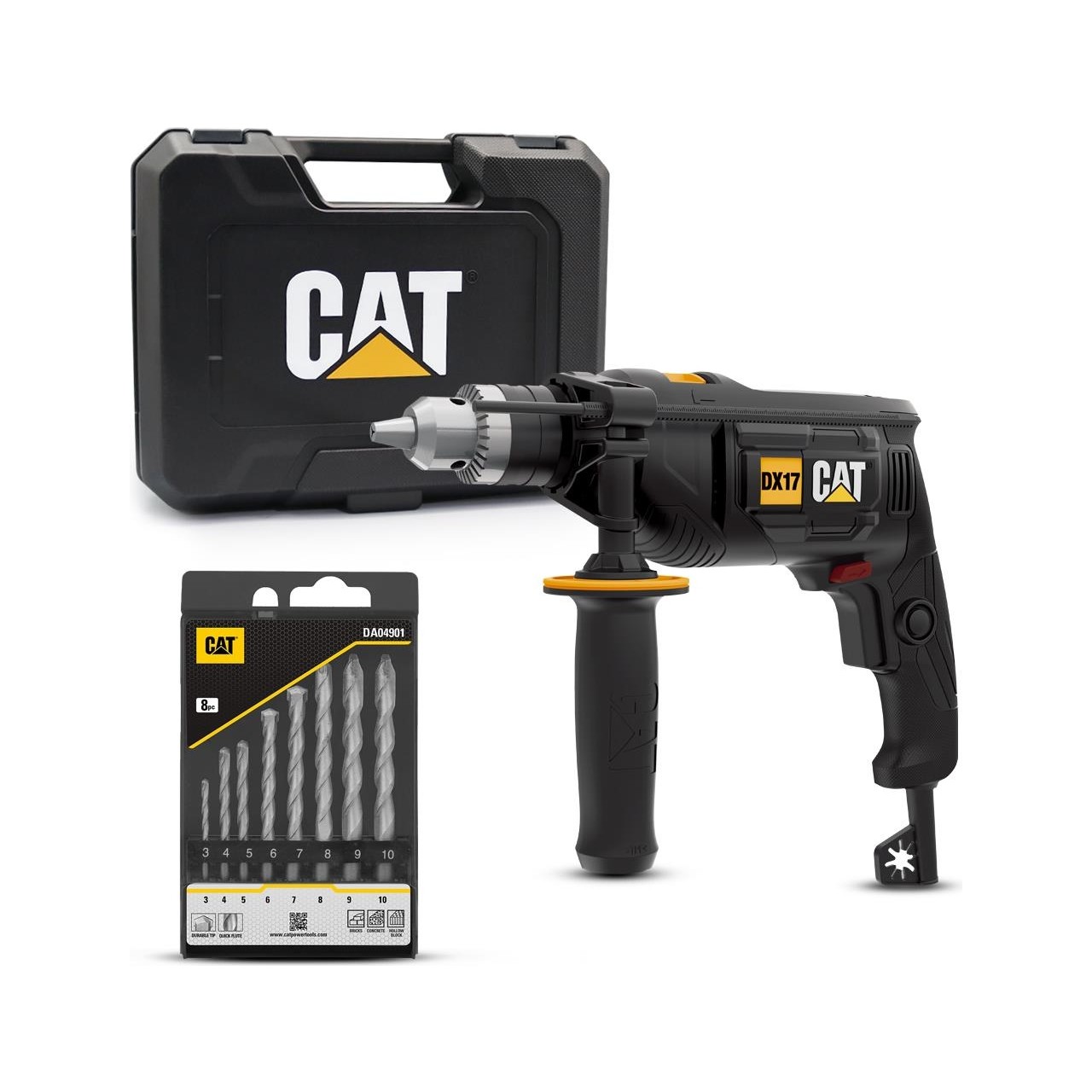 Cat DX17.1 750W 13 mm Profesyonel Darbeli Matkap + 8 Parça Aksesuar