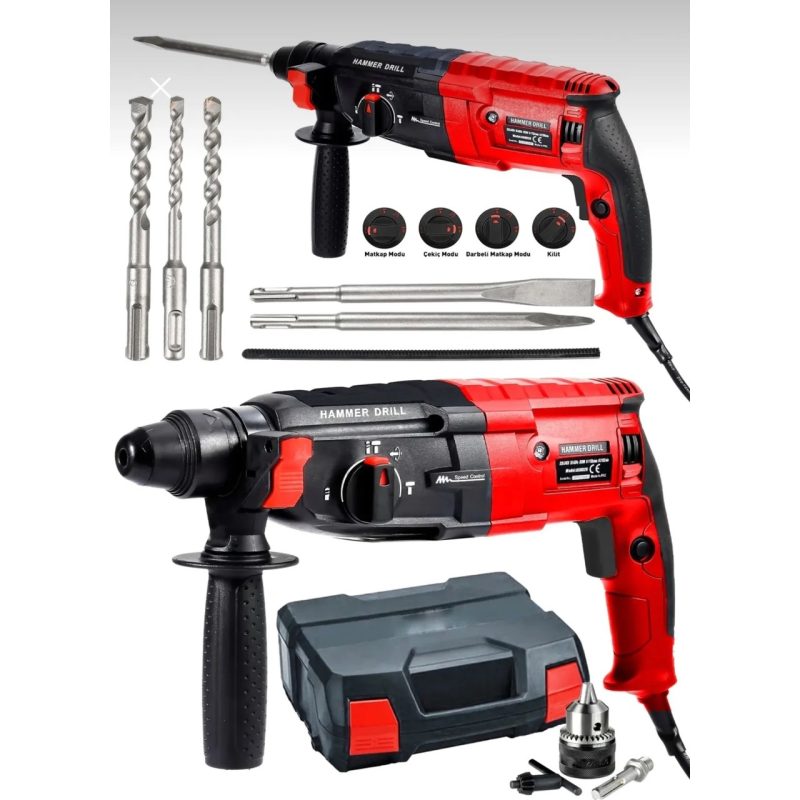 Germany Steel 4200W Çelik Şanzuman Bakir Sargılı 2-28 Kırıcı Delici Hilti Matkap 5 Adet Uç GRM-Kırıcı11