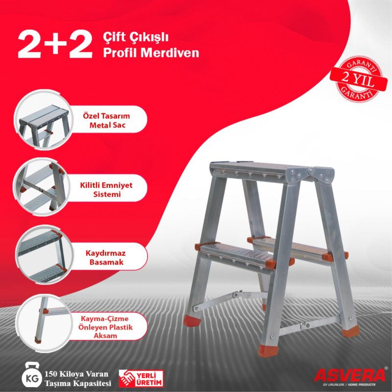 Asvera Çift Çıkışlı Profil Merdiven 2+2