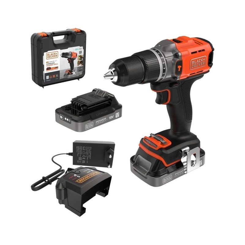 Black&Decker BCD383D2XK Çift Akülü  Darbeli Matkap 18V 2AH