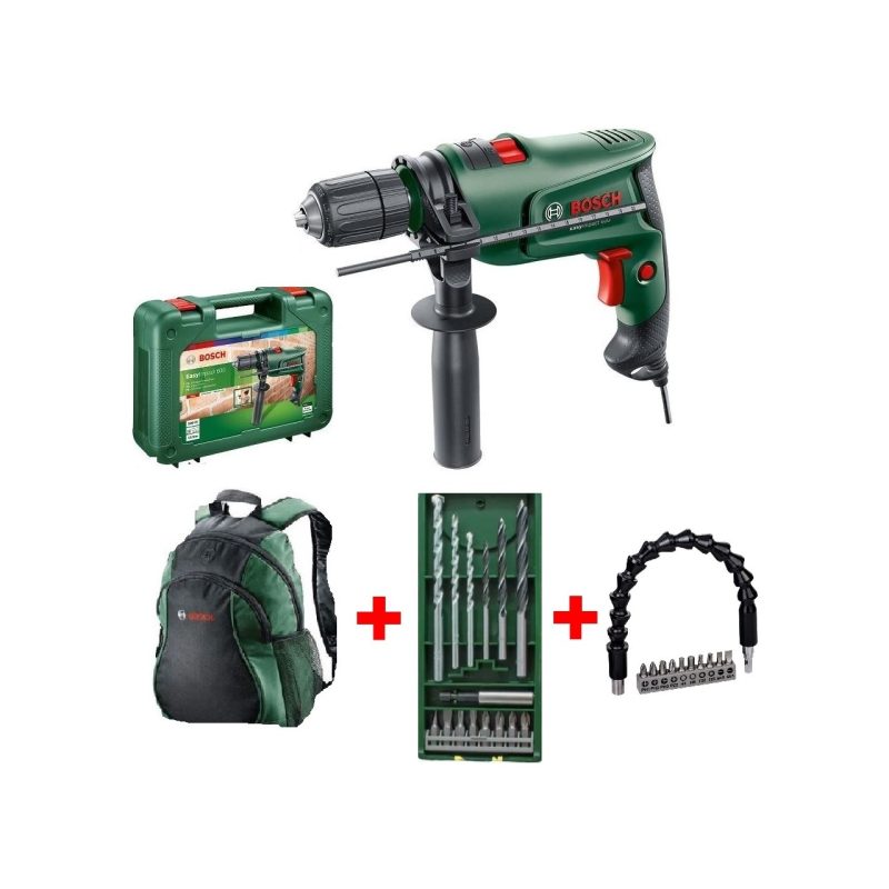 Bosch Darbeli Matkap Easyimpact 600 +Bosch 15 Parça Matkap Ucu Vidalama Ucu + Bosch Esnek Bükülebilir Uzatma