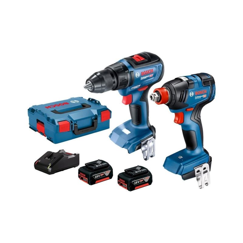 Bosch GSR 18V-50 Akülü Vidalama + GDX 18V-200 Akülü Somun Sıkma + 2×4.0Ah Akü + Akü Şarjı + L-Boxx Set