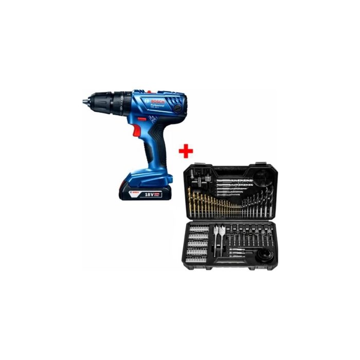 Bosch Gsb 180-LI 18V 2AH Darbeli Tek Akülü Vidalama Şarjlı Matkap ve 103 Parça Karışık Aksesuar Seti