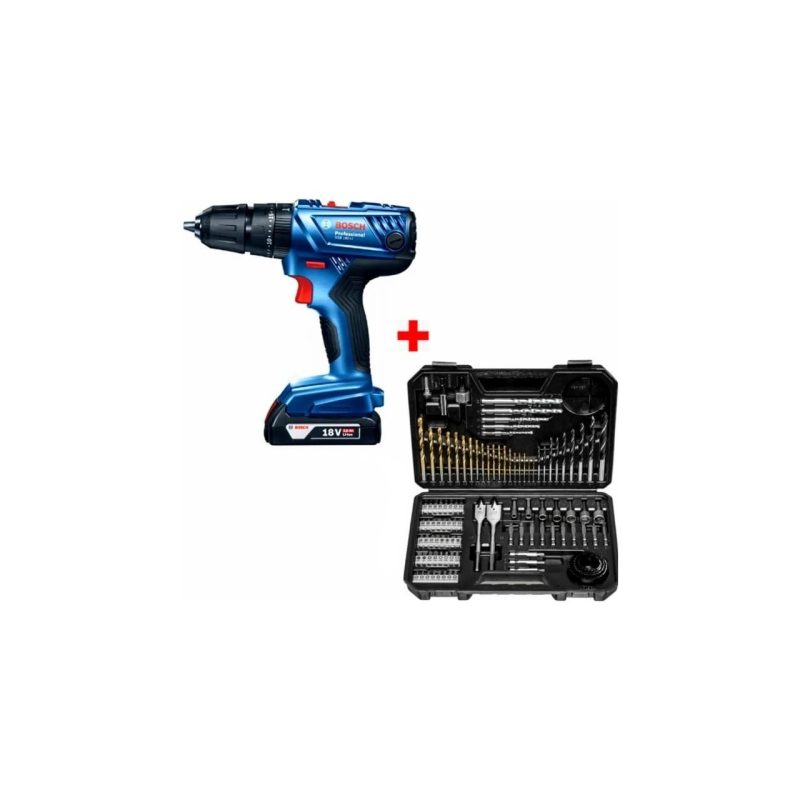 Bosch Gsb 180-LI 18V 2AH Darbeli Tek Akülü Vidalama Şarjlı Matkap ve 103 Parça Karışık Aksesuar Seti