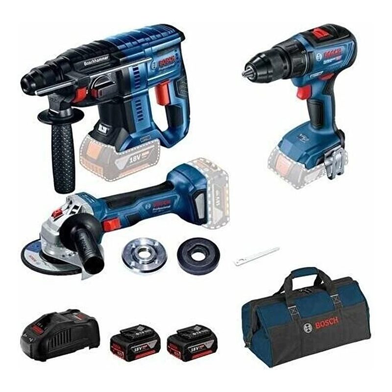 Bosch Gsr 180 Şarjlı Vidalama + Gws 180 Şarjlı Taşlama + GBH180 Şarjlı Kırıcı Delici + 2 x 4 Ah Akü + 1 Adet Dolm Cihazı