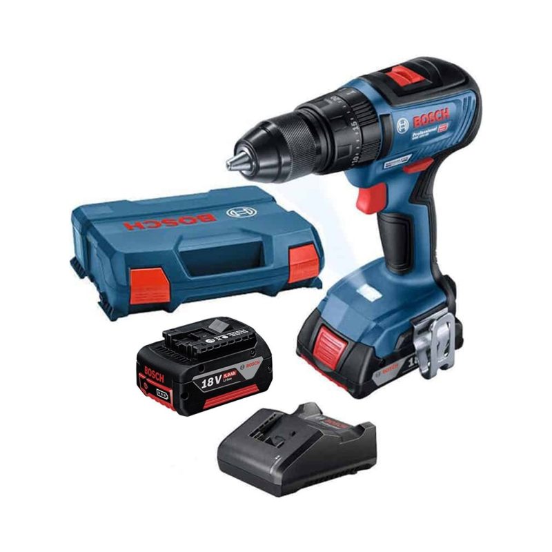 Bosch Professional GSB 18V-50 18V Darbeli 2.0 + 5.0 Ah Li-ion Çift Akülü Delme Vidalama – 06019h5103