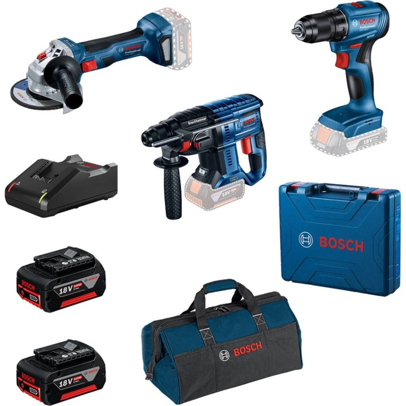 Bosch Professional Gsr 185-LI + Gws 180-LI + Gbh 180-LI 2X4.0AH Akülü Kombo Kit – 0615990N1Y