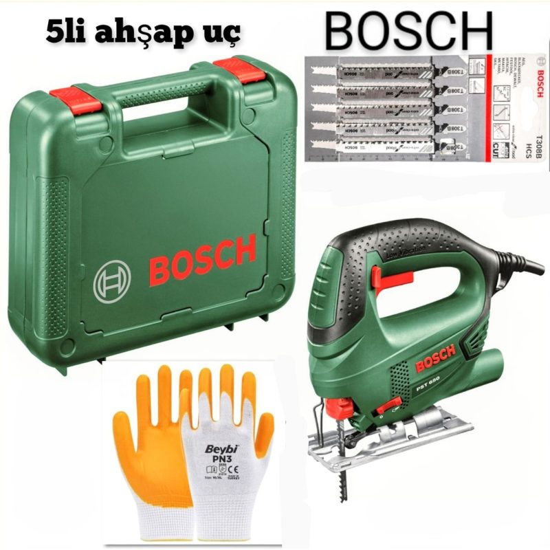 Bosch Pst 650 Dekupaj Testere ,5 Li Bosch Uç Seti ve Eldiven