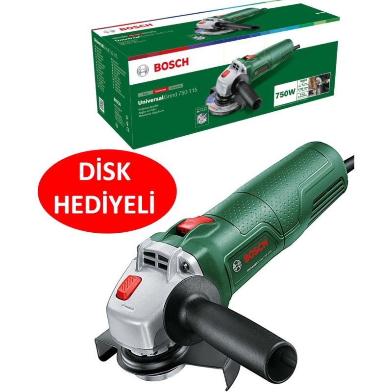 Bosch Spiral Avuç Içi Taşlama Makinası Sipral Avuç Taşlama 750 Watt 115 mm + 115 mm Metal Kesme Diski