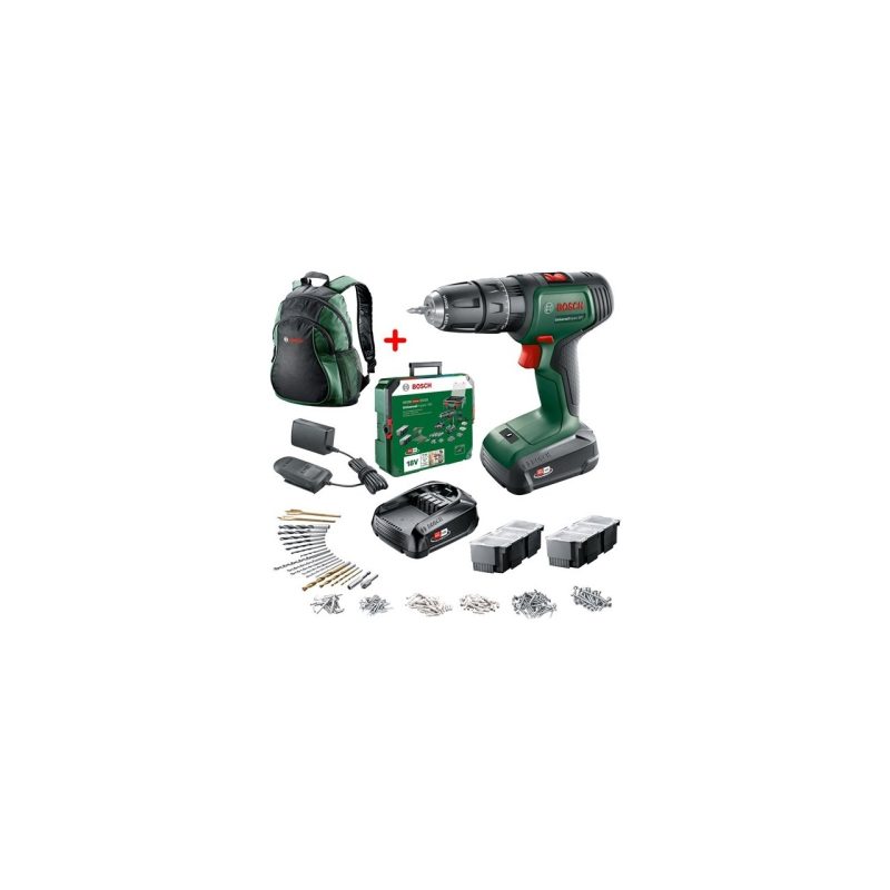 Bosch Universalımpact 18V Akülü Darbeli Matkap 1,5AH, Çift Akü Sbx + 241 Aksesuar Setli + Bosch Yeşil Sırt Çantası
