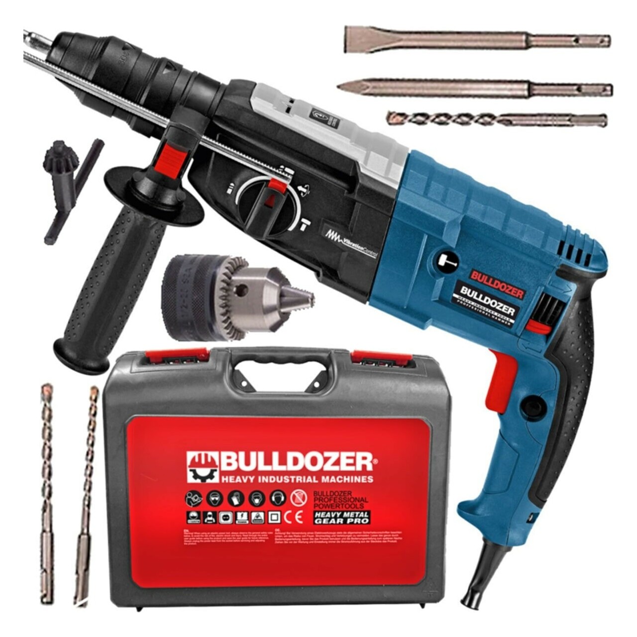 Bulldozer Çantalı Kırıcı Delici 3200W Hgb 26MM Kırıcı 5 Parça Sds Uç Seti Hediyeli