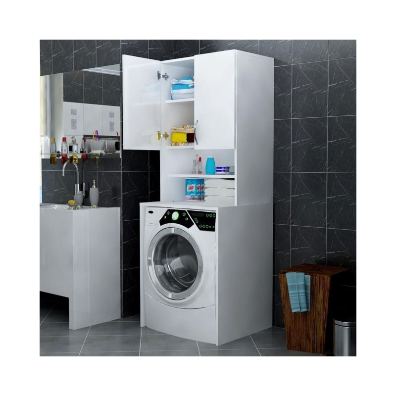 By Golden Banyo ve Çamaşır Makinası Dolabı 2 Kapaklı Raflı