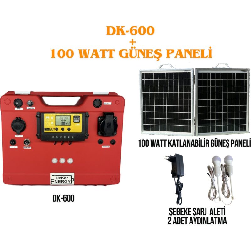 Dekar Energy Taşınabilir Güç Kaynağı DK-600 + 100 Watt Güneş Paneli