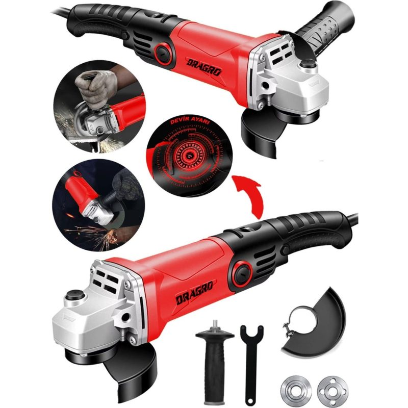 Dragro Alman 4000 Watt Devir Ayarli  Çift Metal Dişli Şanzuman Demir Metal Kesme Taşlama Makinesi 125 mm
