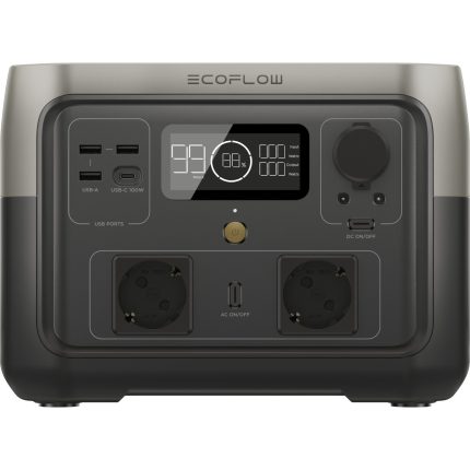 EcoFlow RIVER 2 Max Taşınabilir Güç Kaynağı – 512Wh Kapasite, 2×500 (X-Boost 1000W) Çıkış Gücü, Ev, Karavan, Tekne ve Dış Mekan Kullanımı İçin LiFePO4 Bataryalı Solar Jeneratör