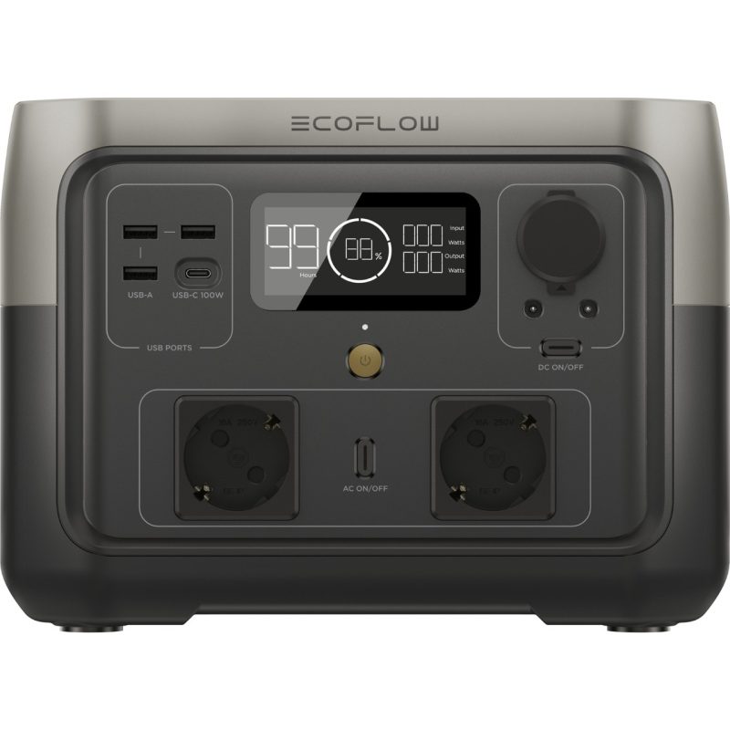 EcoFlow RIVER 2 Max Taşınabilir Güç Kaynağı – 512Wh Kapasite, 2×500 (X-Boost 1000W) Çıkış Gücü, Ev, Karavan, Tekne ve Dış Mekan Kullanımı İçin LiFePO4 Bataryalı Solar Jeneratör