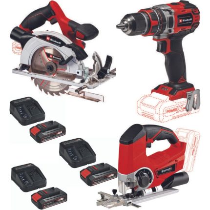 Einhell Te-Js 18 Dekupaj Te-Cd 18/50 Li-I Darbeli Matkap Vidalama Te-Cs 18/165/1 Daire Testere 3X2.5AH Akülü Set