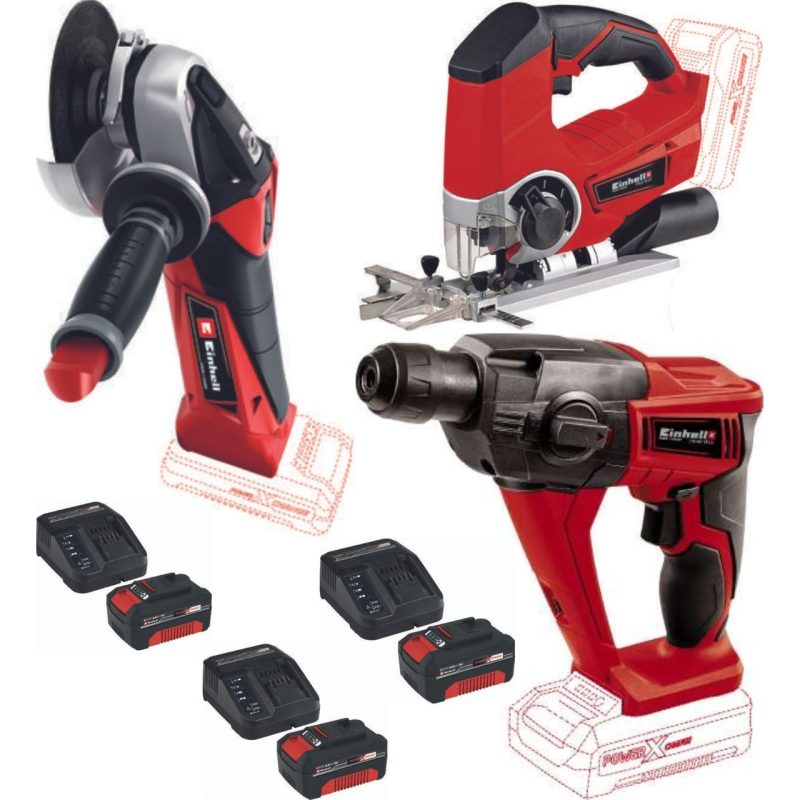 Einhell Te-Js 18 Dekupaj Te-Hd 18 Li Matkap Te-Ag 18/115 Avuç Taşlama 3X4.0AH Akülü Set