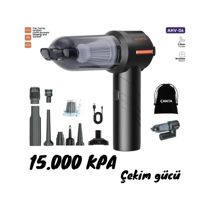 Enshall Yeni Kablosuz Auhma 15.000 Pa Katlanabilir 3 Kademeli Profesyonel Ultra Çekim Güçlü Mini Araç Süpürgesi