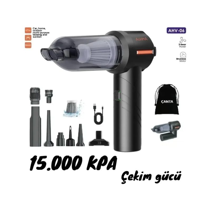 Enshall Yeni Kablosuz Auhma 15.000 Pa Katlanabilir 3 Kademeli Profesyonel Ultra Çekim Güçlü Mini Araç Süpürgesi