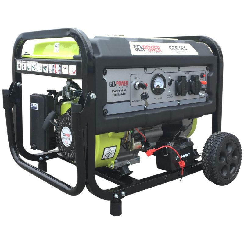 Genpower Gbg 50 E 5 Kva,benzinli,ipli/marşlı.tekerlekli,monofaze Portatif Jeneratör