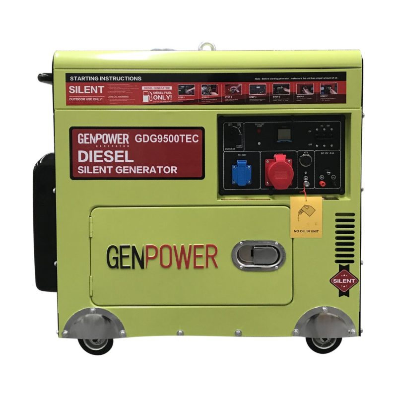 Genpower Gdg 9500 Tec Model 8,8 Kva, Dizel, Ses Izolasyon Kabinli, Marşlı,tekerlekli, Trifaze Portatif Jeneratör