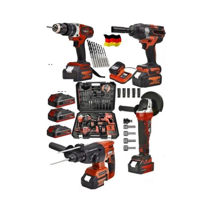 Germany Steel 4’lü Set 2-26 Şarjlı Hilti-Şarjlı TAŞLAMA-13MM Şarjlı Darbeli Matkap-Şarjlı Somun Sıkma Makina Uçlar