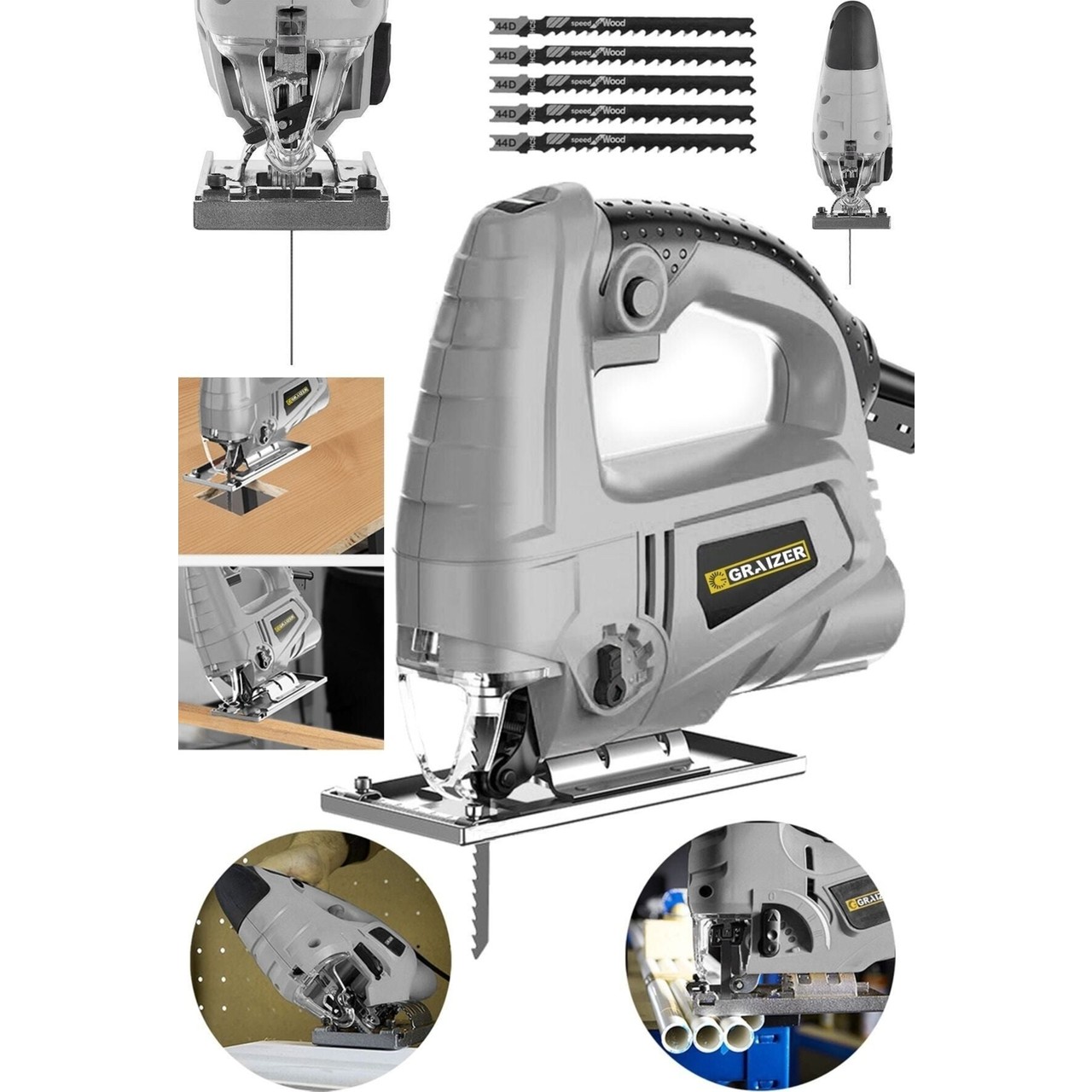 Graizer Alman 4000 W Sjs Metal Şanzuman 6 Kademe Devirli Bakır Sargili Dekupaj Testere makinesi Gg