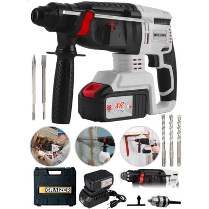 Graizer Alman 88 V 5 Ah 4 Joule Bakir Sargili Kömürsüz Motor Darbeli Çift Akülü Şarjlı Kırıcı Delici Hilti