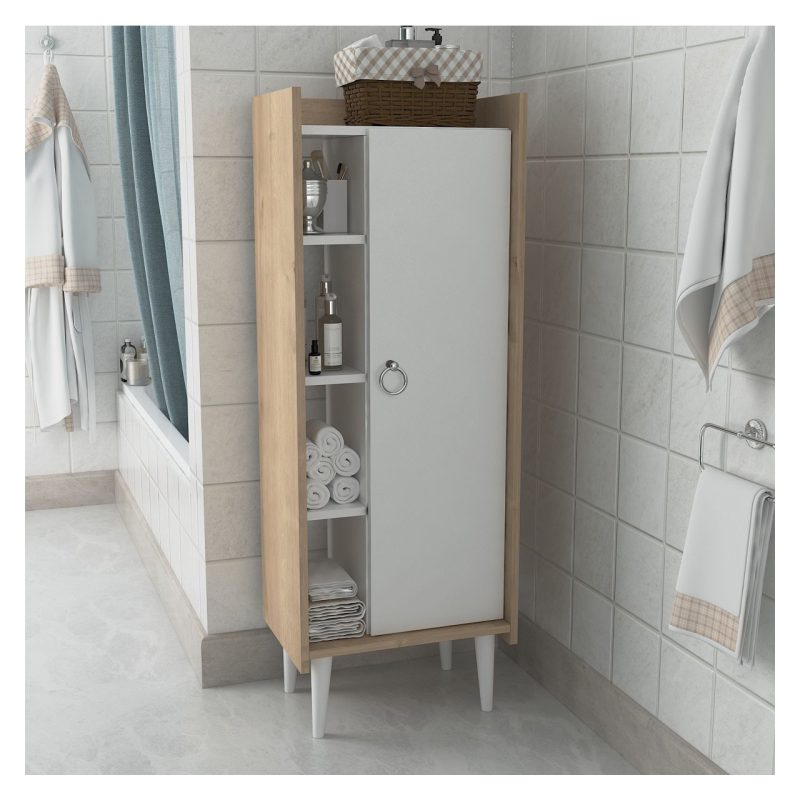 Lagomood Ruby Çok Amaçlı Dolap Banyo Mutfak Beyaz Meşe