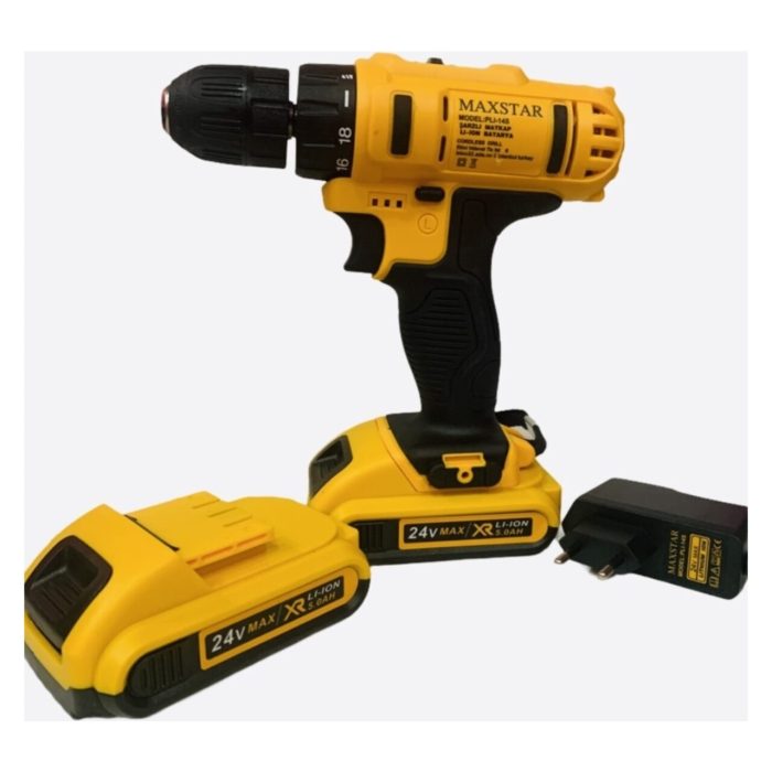 Maxstar 24 V 5AH Liion Çift Akülü Çantalı Darbesiz Şarjlı Matkap 5 Uç Hediyeli