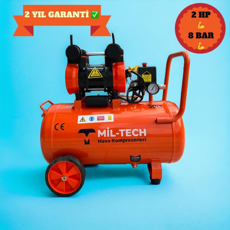Mil-Tech 50 Lt Sessiz Yağsız Hava Kompresörü
