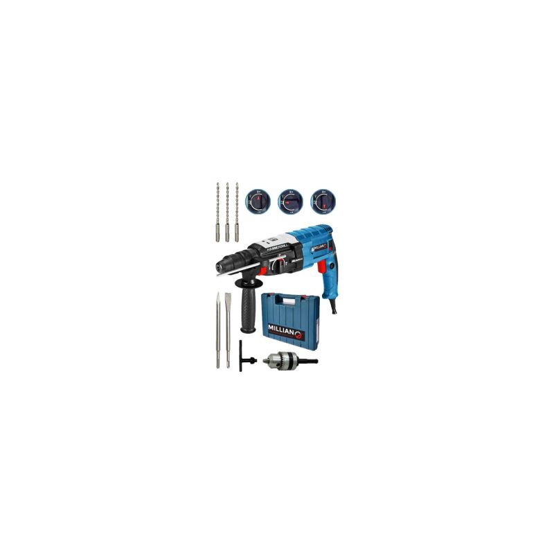 Millian Italyan 3200 Watt Kırıcı Delici Metal Dişli Sjs Şanzuman Hiltı Darbeli Matkap + 5 Uç