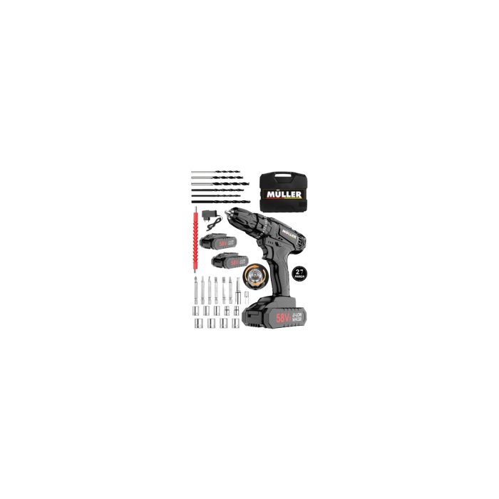 Müller Germany High Technology 58 Vf 10 Ah Bakır Sargılı Çelik Şanzuman Çift Akülü Vidalama ve Matkap Seti