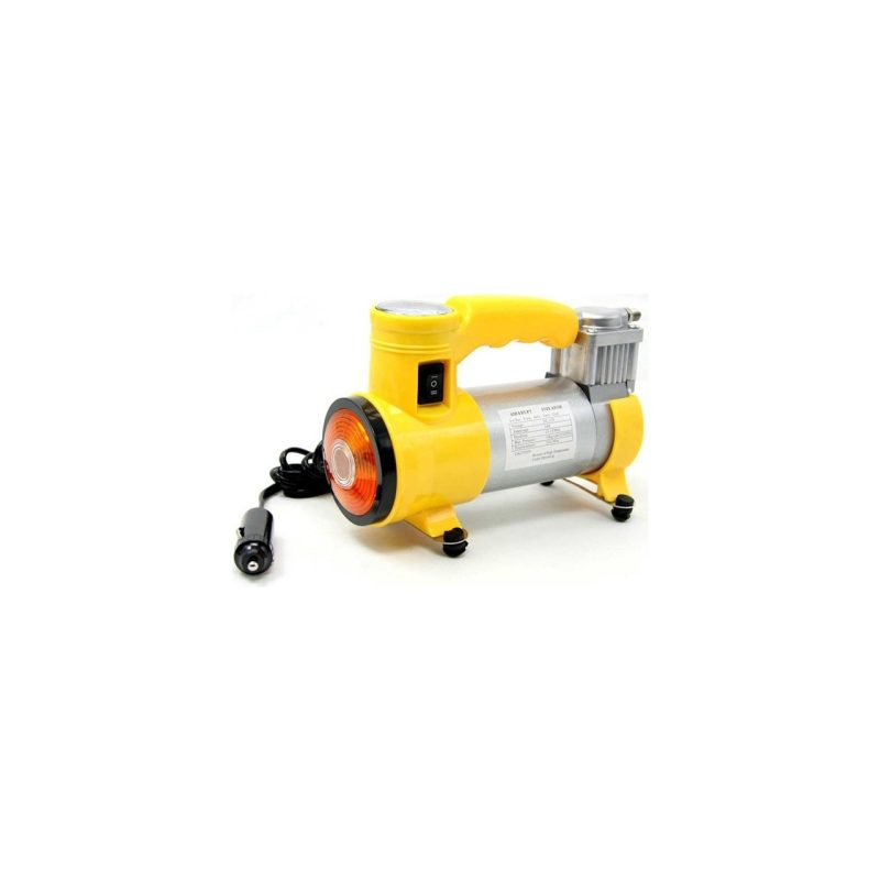 Niken Metal Gövdeli Sarı Işıklı Mini Oto Araç Hava Kompresörü 12V