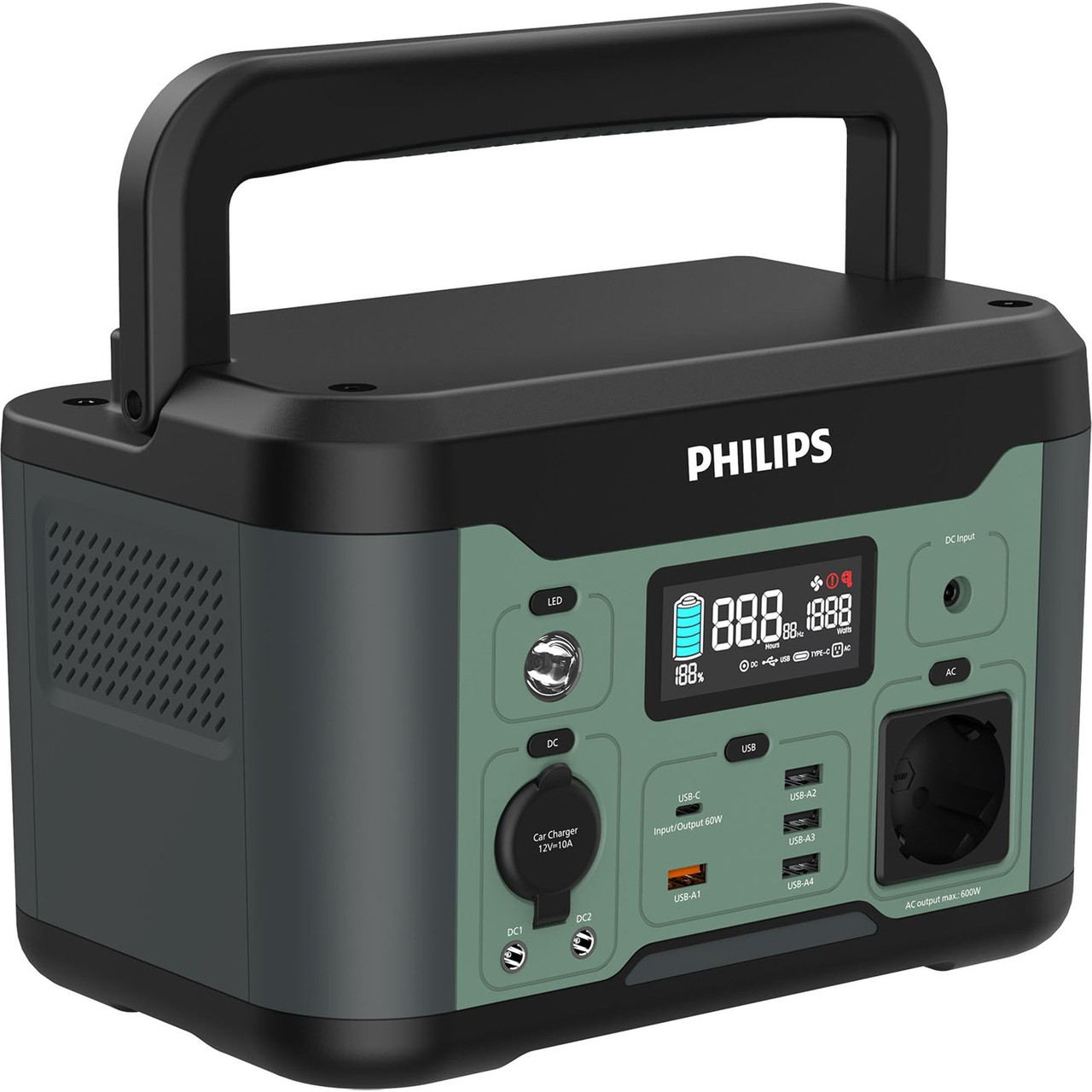 Philips DLP8093CB Siyah Ac Dc Çıkışlı Taşınabilir Güç Kaynağı 600W