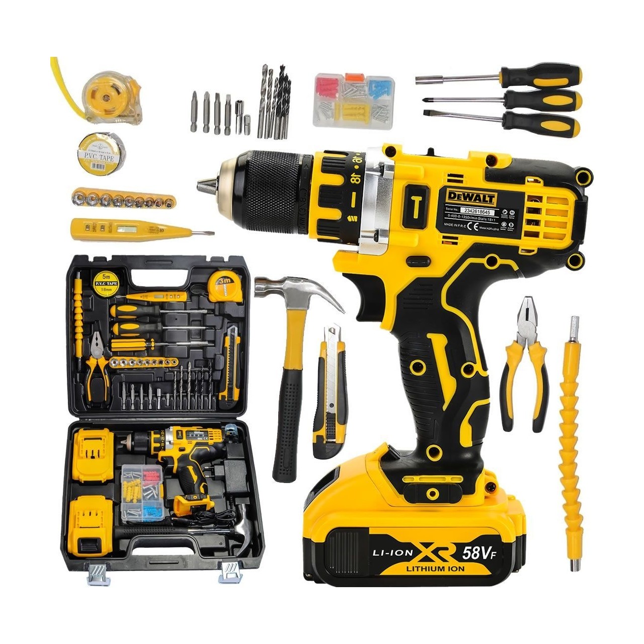 Prohummer Devolt Plus EEA226 Çelik Gövde Full Set 58VF Çift Akülü Vidalama Matkap