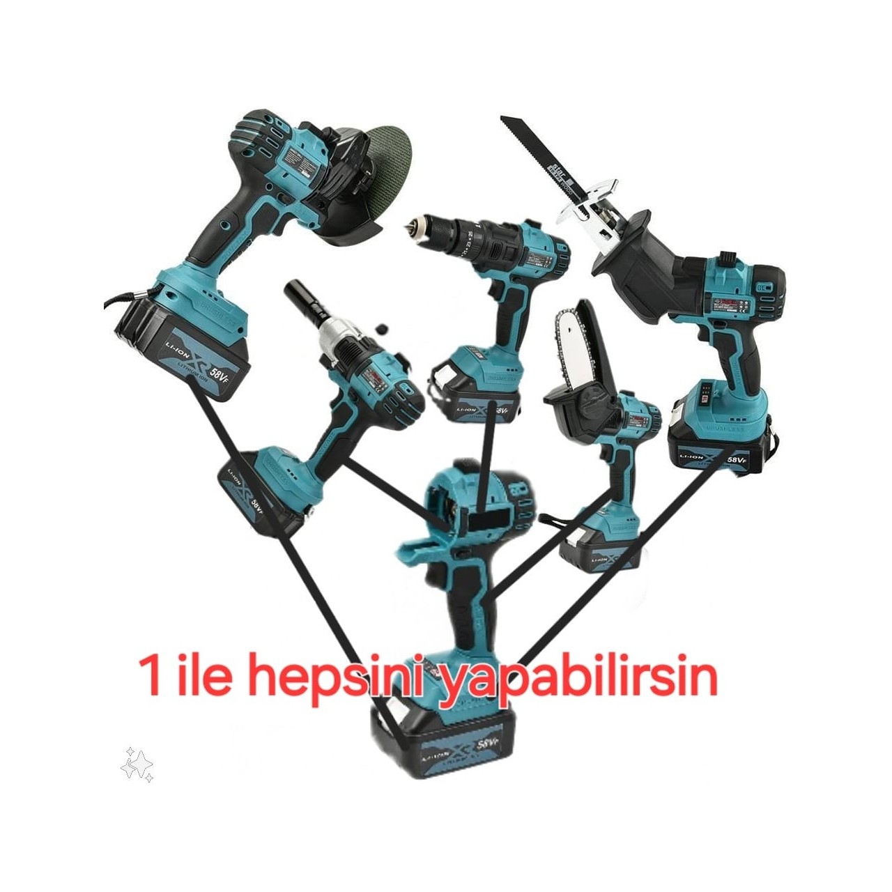Prohummer ergonomik Multievo 6lı Set 58VF Çok Amaçlı Şarjlı Set Takımı PHSM191