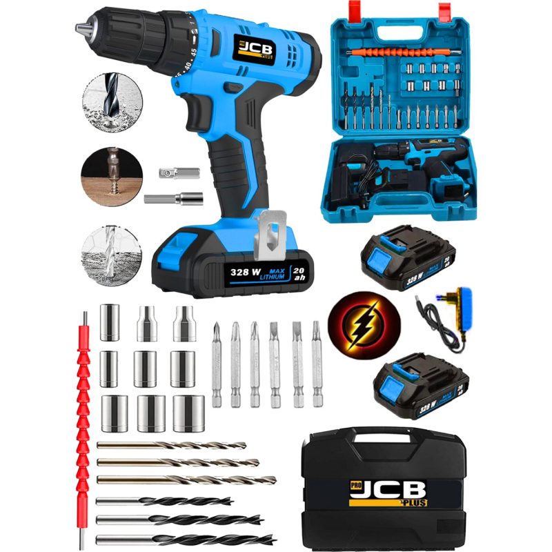 Projcb Plus Germany Sprite Blue 45 Kademe Yüksek Tork 328 W 20 Ah Çelik Şanzuman Çift Akülü Şarjlı Matkap + Set