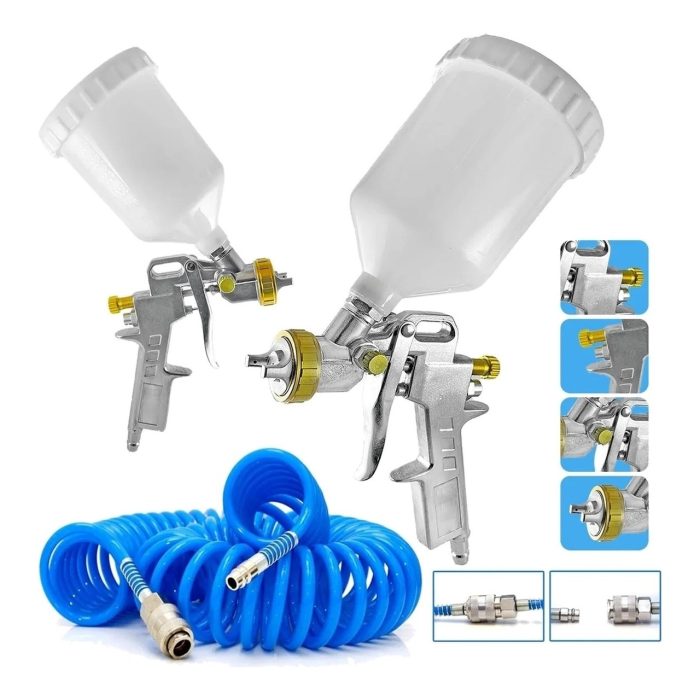 Proxtech  Kompresör Üstten Depo 1.8 mm Boya Tabancası Spiral Hava Hortumu 15 mt Hava Jakı Hava Tabancası