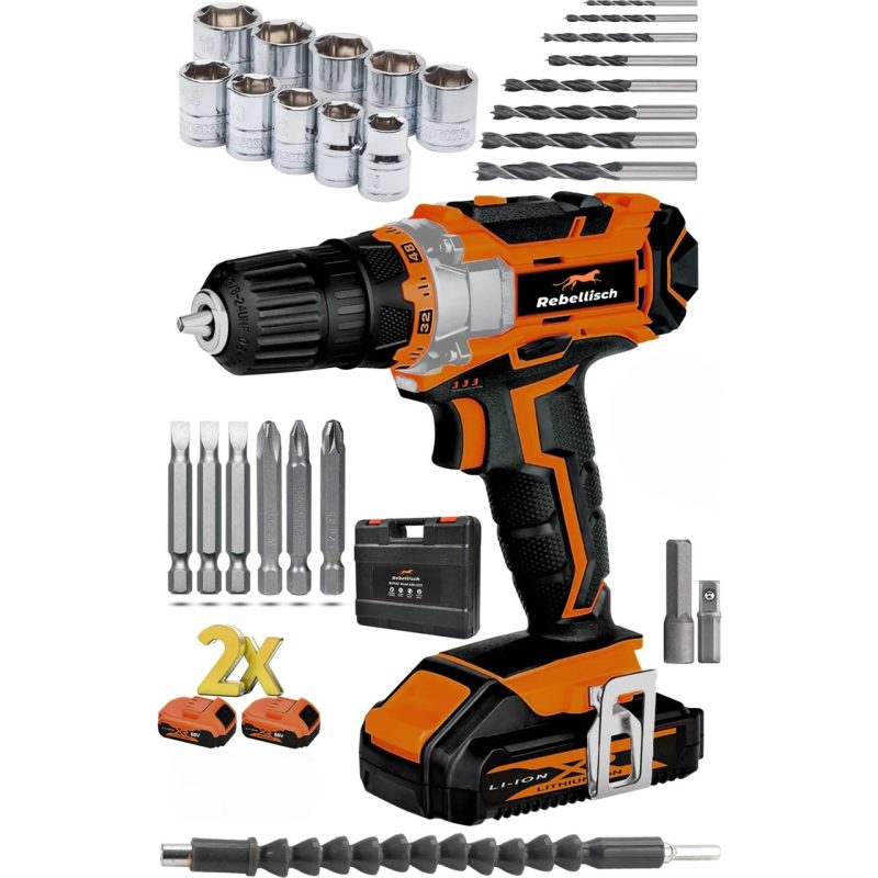 Rebellisch Germany 398VF 40AH Greex Series Darbeli Metal Şanzıman Çift Akülü Vidalama Matkap + 27 Parça Setli