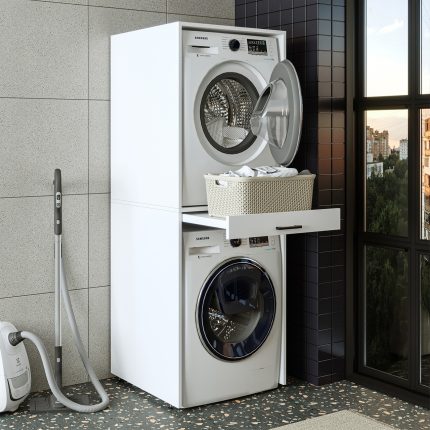 Roomart Çamaşır ve Kurutma Makinesi Dolabı Mat Beyaz