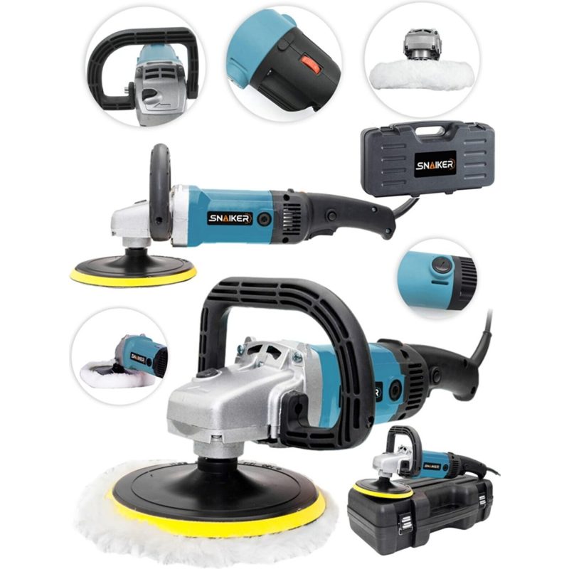 Snaiker Alman 4200 Watt 6 Kademe Devir Ayarlı Polisaj Makinasi Zımpara Pasta Cila Makinesi Mavi