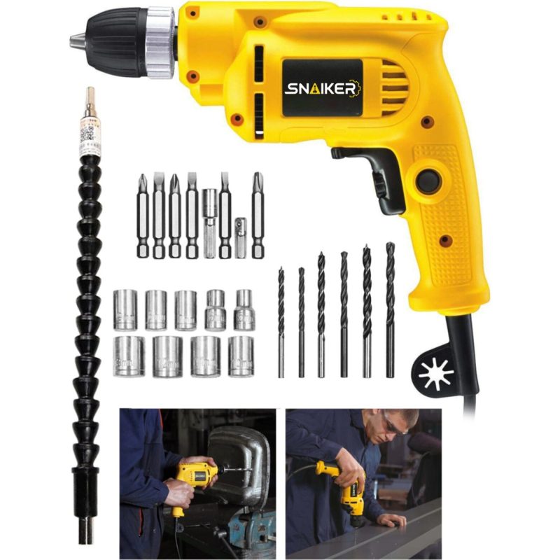 Snaiker Alman 700 Watt 10 mm Bakir Sargili Darbesiz Vidalama Matkap + 24 Parça Set