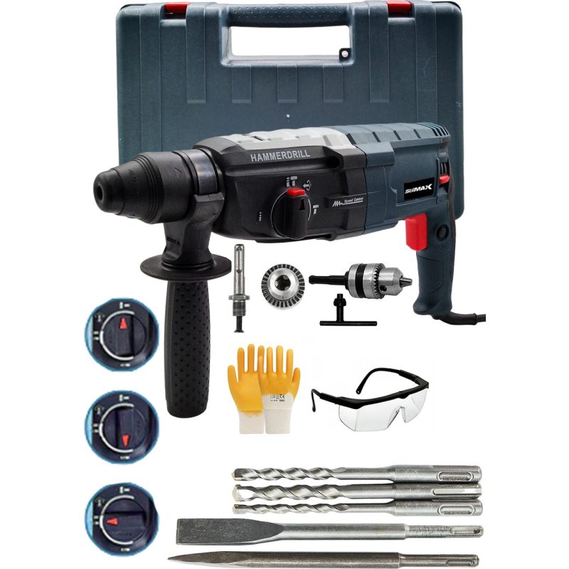 Stilmax 4000W 5.5j Bakir Sargı Kırıcı Delici Hiltı Matkap Metal Şanzumanlı ve 5 Adet Uç Yedek Mandren