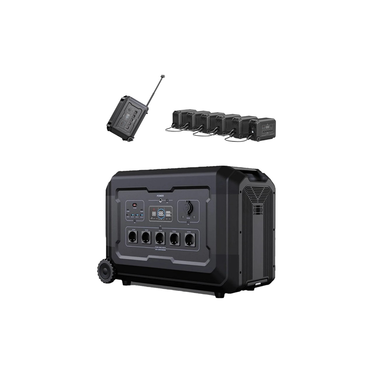 Storcell Elektrikli Araç Paket(3), 5 KW=5000 W Sessiz Hibrit Jeneratör,taşınabilir Güç KAYNAĞI,5040WH Lifepo4
