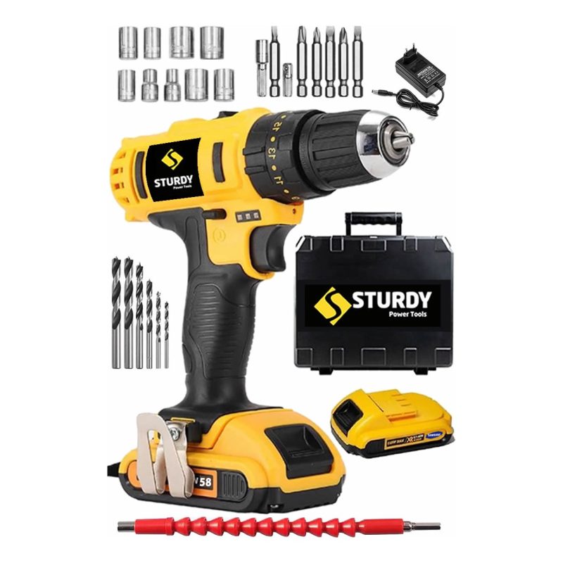 Sturdy 58V 6Ah Lıon Çift Akülü EXPRESS SERİ Darbeli Turbo Şarjlı Matkap 27 Parça Uç Setli