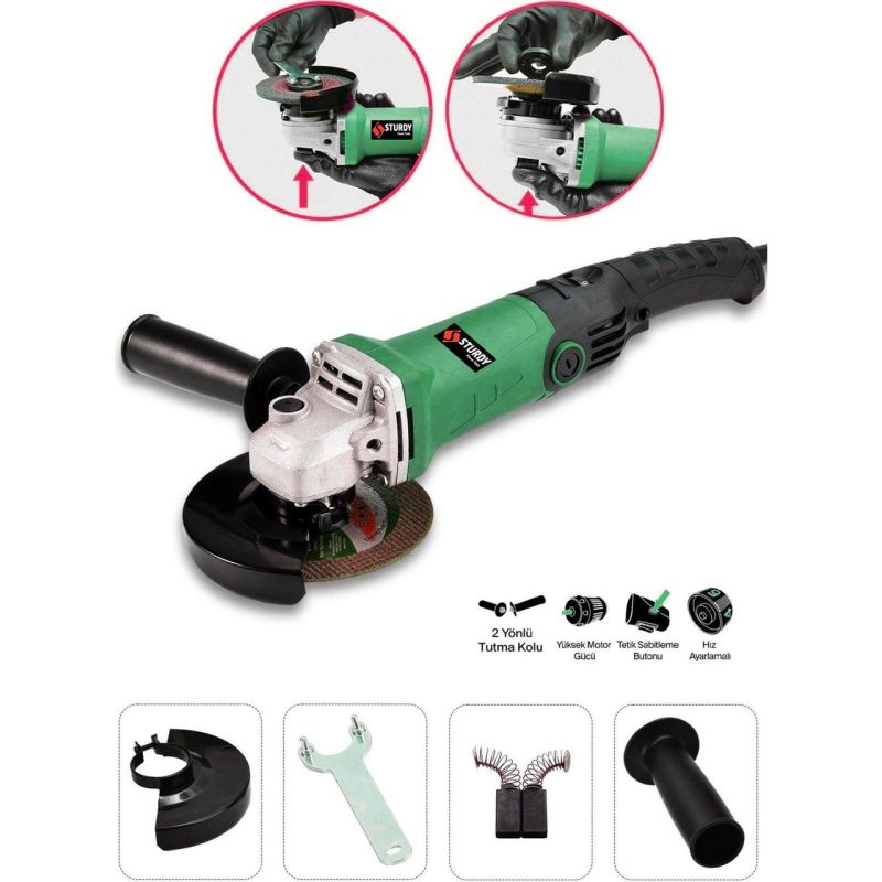 Sturdy Teknoloji Bakır Sargılı Devir Ayarlı 3400 W 115 mm Devir Ayarlı Spiral Avuç Içi Taşlama Makinası