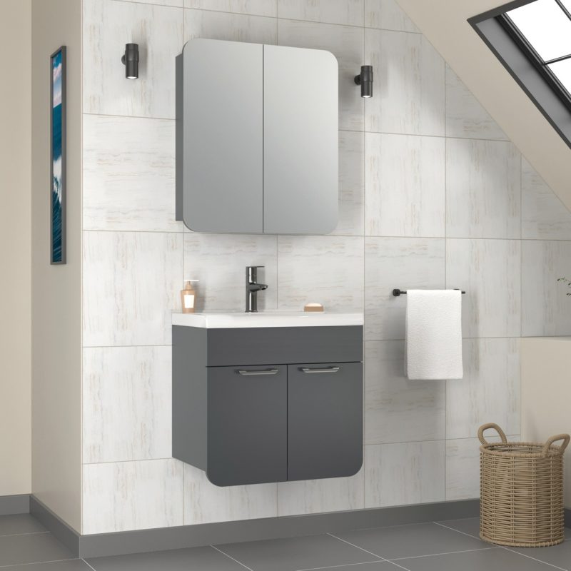 Tekoplus Royal Banyo Dolabı Takım 65 cm Antrasit