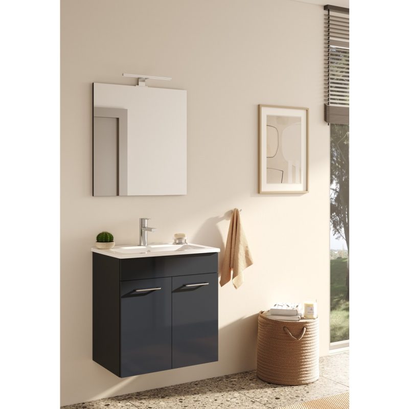 VitrA Ardea 67072 Banyo Dolabı Seti Kapaklı 60 cm Parlak Antrasit